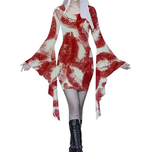 Kswlwccpp 2025 Fledermaus Kostüm Damen - Halloween Kostüm Gruselig Vampir Blutige Hexenkostüm Gothic Erwachsene Halloweenkostüme Cosplay Halloween Kleid Für Frauen S-XXL Kswlwccpp 2025 Fledermaus Kostüm Damen - Halloween Kostüm Gruselig Vampir Blutige Hexenkostüm Gothic Erwachsene Halloweenkostüme Cosplay Halloween Kleid Für Frauen S-XXL von Kswlwccpp