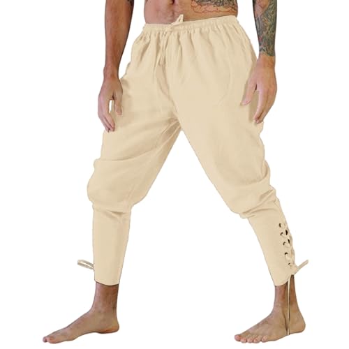 Kswlwccpp Mittelalter Kleidung Herren: mit Gummizug Große Größen Gothic Renaissance Piratenhose Mittelalter Kleidung Cosplay Lang Mittelalter Hose Mittelalter Kostüm XXl Erwachsene Hose Piratenkostüm von Kswlwccpp