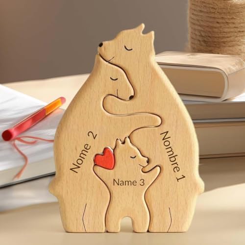 KuSONG Personalisiertes Holzkunstpuzzle Bärenfamilie mit Namen, Holz Bär Puzzle Bärenbrüder Skulpturen Ornament für Zuhause Personalisiert Familie Geschenk Ideen für Eltern Familie (3 Teile) KuSONG Personalisiertes Holzkunstpuzzle Bärenfamilie mit Namen, Holz Bär Puzzle Bärenbrüder Skulpturen Ornament für Zuhause Personalisiert Familie Geschenk Ideen für Eltern Familie (3 Teile) von KuSONG