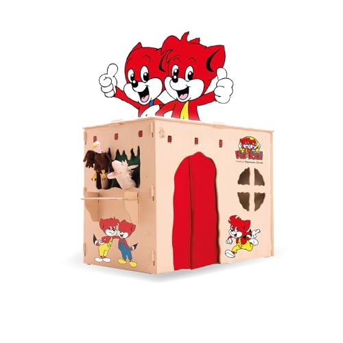 Spielhaus Fix&Foxi by KuWIH, 119 x 90 x 80 cm, Holz, Vielseitig als Puppentheater oder Kaufmannsladen von KuWiH