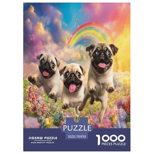 Französischer Bullhund Puzzles 1000 Teile Schwer Puzzle Spielzeug Lernspiel Impossible Herausforderung Spielzeug Für Erwachsene Und Kinder in Bewährter 70x50cm/1000pcs von KuangGeKG