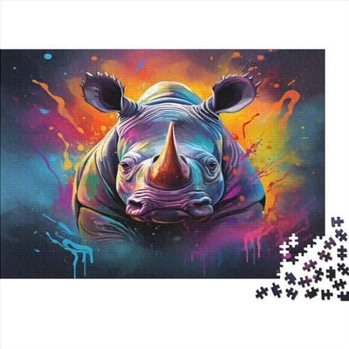 Rhinoceros Puzzle 1000 Teile Puzzles Für Erwachsene Klassische Puzzles 1000 Teile Erwachsene Puzzlespiel Erwachsene 1000 Teile Erwachsenen Puzzlespiel Puzzel 1000pcs (75x50cm) von KuangGeKG