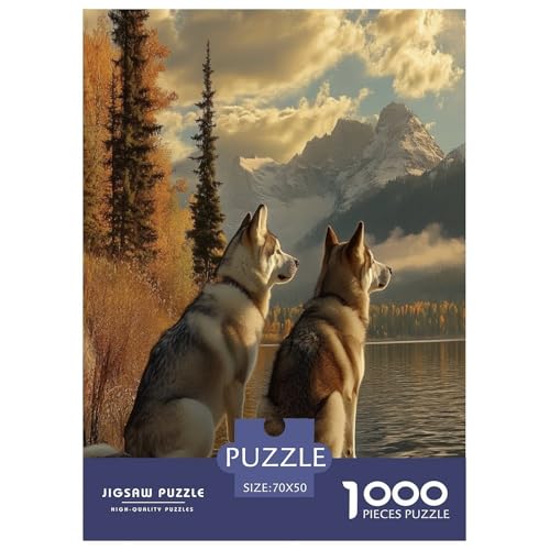 Sibirischer Husky Puzzle 1000 Teile Schwer Puzzle Spielzeug Lernspiel Impossible Herausforderungsspielzeug Für Erwachsene Kinder 70x50cm/1000pcs von KuangGeKG