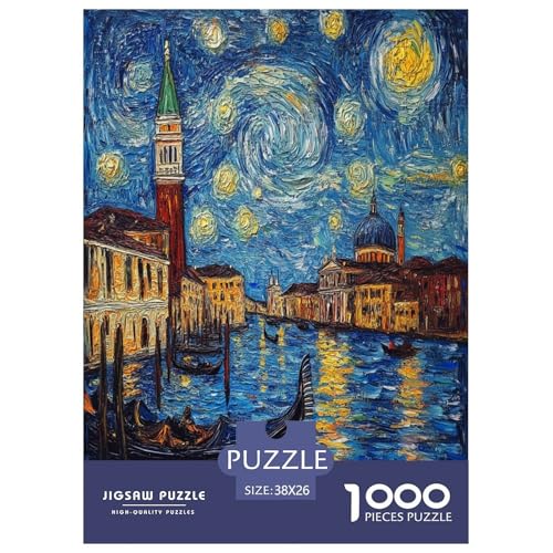 Venedig Wasserstadt Puzzle 1000-teilige Schwer Puzzle Spielzeug Lernspiel Impossible Herausforderung Spielzeug Für Erwachsene Und Kinder in Bewährter 38x26cm/1000pcs von KuangGeKG