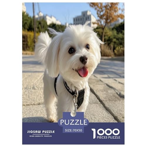 West Highland Weißer Terrier Puzzles 1000 Teile Schwer Puzzle Spielzeug Lernspiel Impossible Herausforderungsspielzeug Für Erwachsene Kinder 70x50cm/1000pcs von KuangGeKG