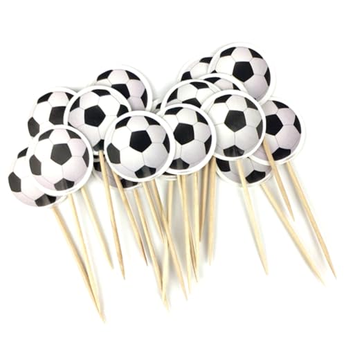 Kueohse Zahnstocher mit Fußballmotiv, Cupcake-Dekoration, Happy Birthday-Party-Dekoration, Zahnstocher-Flagge für Obstdessertkuchen Kueohse Zahnstocher mit Fußballmotiv, Cupcake-Dekoration, Happy Birthday-Party-Dekoration, Zahnstocher-Flagge für Obstdessertkuchen von Kueohse