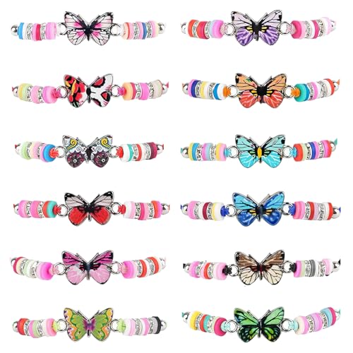 12 Stück Freundschaftsarmbänder mit Schmetterling Anhänger, Schmetterling Armbänder mit Verpackungstasche, Einstellbare Geflochten Armbänd für Mädchen, Kinder, Kindergeburtstag Gastgeschenke 12 Stück Freundschaftsarmbänder mit Schmetterling Anhänger, Schmetterling Armbänder mit Verpackungstasche, Einstellbare Geflochten Armbänd für Mädchen, Kinder, Kindergeburtstag Gastgeschenke von KufaerBeam