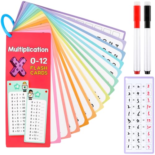 15 Stück Tabellen für Kinder, Flash-Karten für Tabellen, löschbare Mathematikkarten, Mathematik-Karten, 2 löschbare Filzstifte, Bildungsmaterial für Kinder ab 3 Jahren von KufaerBeam