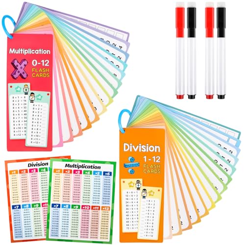 30 Blatt 1X1 Lernen Spiel, Lernkarten Mathematik Für Multiplikation Und Division Mit Übungsblättern, Einmaleins Karten mit 4 Markierungsstift ab 5 Jahren zum Rechnen Lernen von KufaerBeam