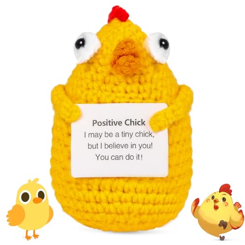 KufaerBeam Positives Huhn Geschenkidee zum Geburtstag - Kreative Knitted Positive Huhn Doll - Gadget Schreibtisch Niedlich Glücksbringer Originelle Geschenke für Abschlussfeier Verbindung Schwester von KufaerBeam
