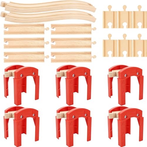 20 Stück Holzbahnbrücken enthalten 12 gerade Gleise, 6 Zugschienen, Brücke, 2 aufsteigende Holzschienen, kompatibel mit den meisten Zugschienen 20 Stück Holzbahnbrücken enthalten 12 gerade Gleise, 6 Zugschienen, Brücke, 2 aufsteigende Holzschienen, kompatibel mit den meisten Zugschienen von Kugliwa