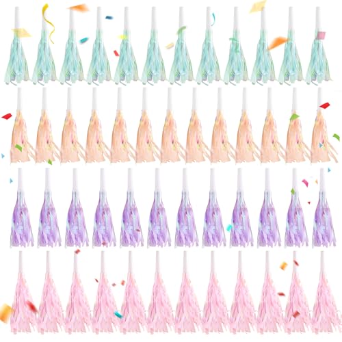 48 Stück Meerjungfrau-Party-Gebläse, Metallic-Fransen, Party-Hörner, Glitzer-Geräuschmacher für Kinder, Mädchen, Geburtstagsparty-Zubehör, 4 Farben 48 Stück Meerjungfrau-Party-Gebläse, Metallic-Fransen, Party-Hörner, Glitzer-Geräuschmacher für Kinder, Mädchen, Geburtstagsparty-Zubehör, 4 Farben von Kugliwa