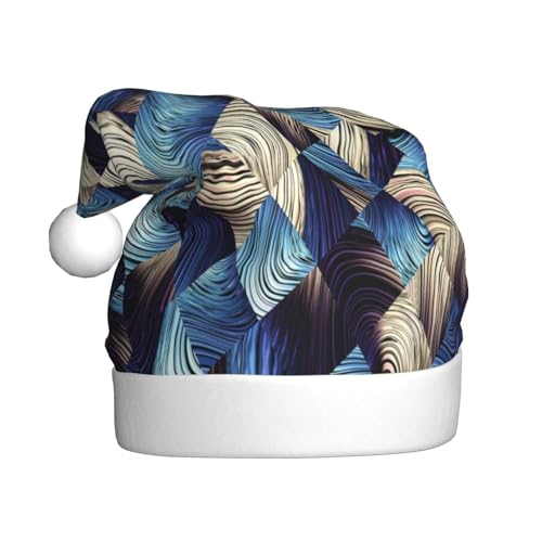 Kuilepa Abstrakter Weihnachtshut mit blauen Quadraten, Weihnachtsmannhut, Weihnachtsmütze für Erwachsene, verdickte Weihnachtsmannmützen für Weihnachten, Neujahr Kuilepa Abstrakter Weihnachtshut mit blauen Quadraten, Weihnachtsmannhut, Weihnachtsmütze für Erwachsene, verdickte Weihnachtsmannmützen für Weihnachten, Neujahr von Kuilepa