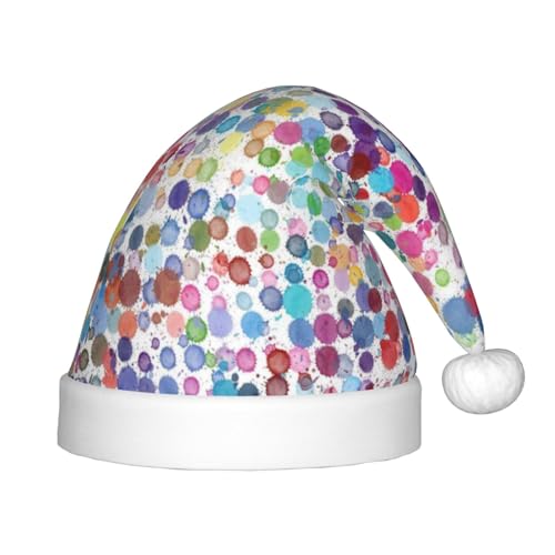 Kuilepa Bunte Weihnachtsmütze mit Aquarell-Punktmuster, Weihnachtsmütze für Kinder, bequeme Unisex-Weihnachtsmützen für Weihnachten, Neujahr, Feiertage, Zubehör für von Kuilepa