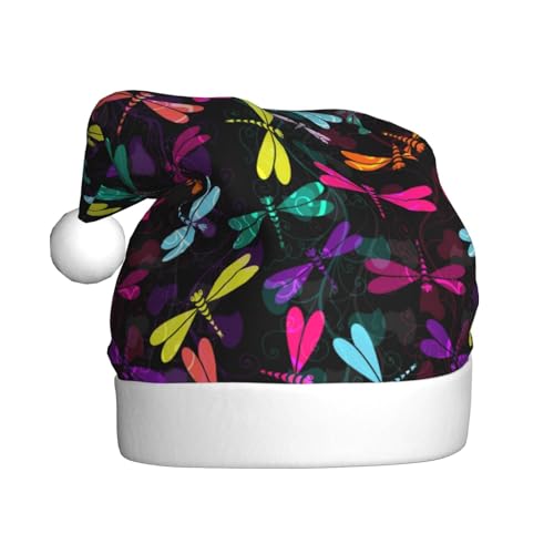 Kuilepa Bunte Weihnachtsmütze mit Libellenmuster, Weihnachtsmannhut, Weihnachtsmütze für Erwachsene, verdickte Weihnachtsmannmützen für Weihnachten, Neujahr von Kuilepa