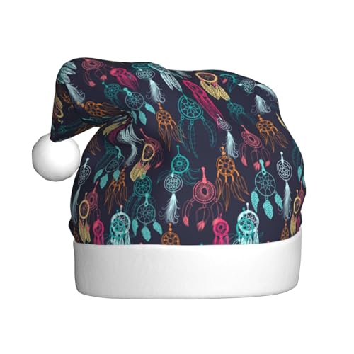 Kuilepa Bunte Weihnachtsmütze mit Traumfänger-Druck, Nikolaushut, Weihnachtsmütze für Erwachsene, verdickte Weihnachtsmannmützen für Weihnachten, Neujahr von Kuilepa