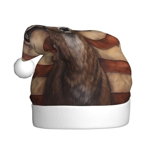 Kuilepa Deer Amerikanische Flagge Weihnachtsmütze mit Wanddruck, Weihnachtsmannhut, Weihnachtsmütze für Erwachsene, verdickte Weihnachtsmannmützen für Weihnachten, Neujahr von Kuilepa