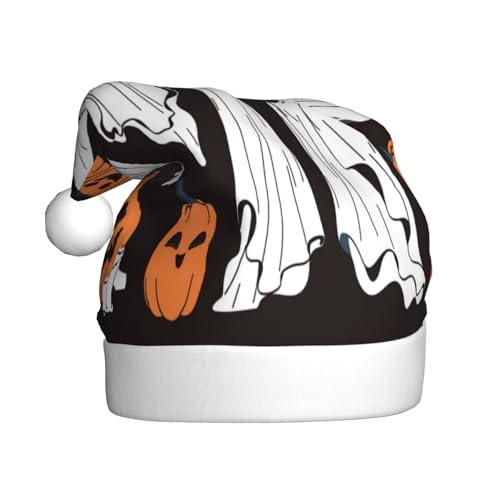 Kuilepa Halloween-Weihnachtshut mit Geister- und Kürbis-Druck, Weihnachtsmannmütze, Weihnachtsmütze für Erwachsene, verdickte Weihnachtsmannmützen für Weihnachten, Neujahr Kuilepa Halloween-Weihnachtshut mit Geister- und Kürbis-Druck, Weihnachtsmannmütze, Weihnachtsmütze für Erwachsene, verdickte Weihnachtsmannmützen für Weihnachten, Neujahr von Kuilepa