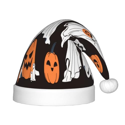 Kuilepa Halloween-Weihnachtsmütze mit Geister- und Kürbis-Druck, Weihnachtsmütze für Kinder, bequeme Unisex-Weihnachtsmützen für Weihnachten, Neujahr, Partyzubehör Kuilepa Halloween-Weihnachtsmütze mit Geister- und Kürbis-Druck, Weihnachtsmütze für Kinder, bequeme Unisex-Weihnachtsmützen für Weihnachten, Neujahr, Partyzubehör von Kuilepa