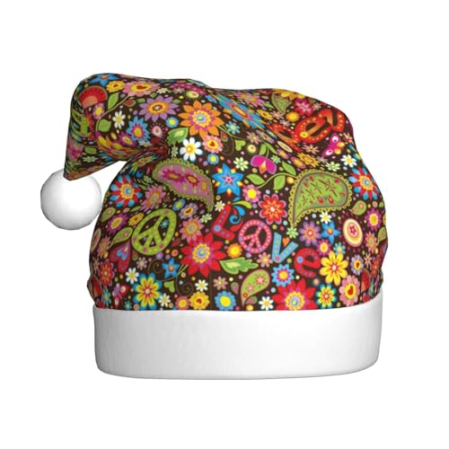 Kuilepa Hippie Peace Love Print Weihnachtsmütze, Weihnachtsmannhut, Weihnachtsmütze für Erwachsene, verdickte Weihnachtsmannmützen für Weihnachten, Neujahr, Partyzubehör Kuilepa Hippie Peace Love Print Weihnachtsmütze, Weihnachtsmannhut, Weihnachtsmütze für Erwachsene, verdickte Weihnachtsmannmützen für Weihnachten, Neujahr, Partyzubehör von Kuilepa