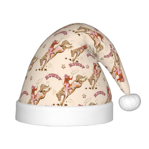 Kuilepa Howdy Weihnachtsmütze mit Cowgirl-Muster, Weihnachtsmütze für Kinder, Unisex, bequeme Weihnachtsmützen für Weihnachten, Neujahr, Feiertage, Partyzubehör von Kuilepa