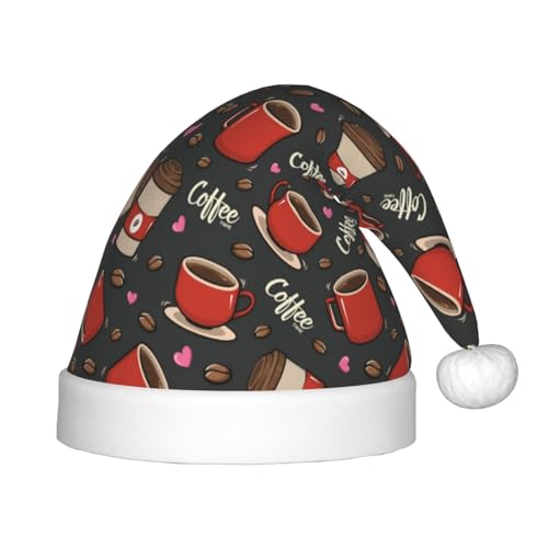 Kuilepa Kaffeetasse mit Weihnachtsmann-Druck, Weihnachtsmütze für Kinder, bequeme Unisex-Weihnachtsmützen für Weihnachten, Neujahr, Feiertage, Partyzubehör von Kuilepa