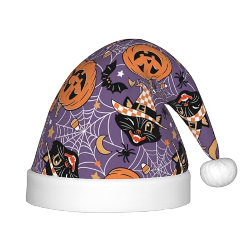 Kuilepa Klassischer Halloween-Hut mit schwarzem Katzendruck, Weihnachtsmann-Hut für Kinder, Unisex, bequem für Weihnachten, Neujahr, Feiertage, Partyzubehör Kuilepa Klassischer Halloween-Hut mit schwarzem Katzendruck, Weihnachtsmann-Hut für Kinder, Unisex, bequem für Weihnachten, Neujahr, Feiertage, Partyzubehör von Kuilepa