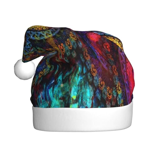 Kuilepa Mandala Weihnachtshut mit buntem Druck, Weihnachtsmannhut, Weihnachtsmütze für Erwachsene, verdickte Nikolausmützen für Weihnachten, Neujahr, Feiertag von Kuilepa