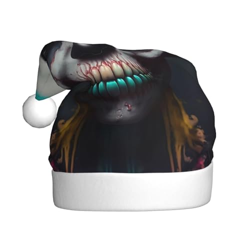 Kuilepa Moderne abstrakte bunte Totenkopf-Weihnachtsmütze, Weihnachtsmannmütze, Weihnachtsmütze für Erwachsene, verdickte Weihnachtsmannmützen für Weihnachten, Neujahr, Urlaub, Partyzubehör von Kuilepa