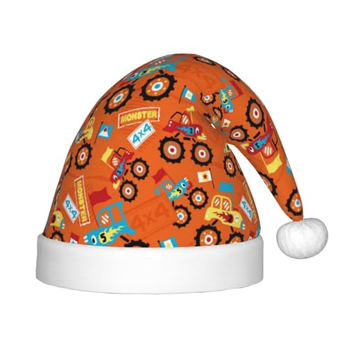 Kuilepa Monster Truck, Weihnachtsmütze mit Cartoon-Muster, Weihnachtsmütze für Kinder, bequeme Unisex-Weihnachtsmützen für Weihnachten, Neujahr, Partyzubehör von Kuilepa