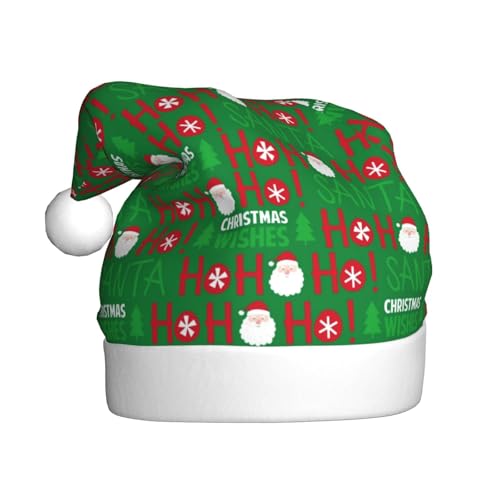 Kuilepa Niedliche Weihnachtsmütze mit Weihnachtsmann- und Ho-Ho Ho-Motiv, Weihnachtsmannmütze, Weihnachtsmütze für Erwachsene, verdickte Weihnachtsmützen für Weihnachten, Neujahr, Urlaub, Partyzubehör von Kuilepa