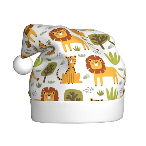 Kuilepa Tiger Lion Weihnachtshut, Weihnachtsmannhut, Weihnachtsmütze für Erwachsene, verdickte Weihnachtsmannmützen für Weihnachten, Neujahr, Partyzubehör von Kuilepa