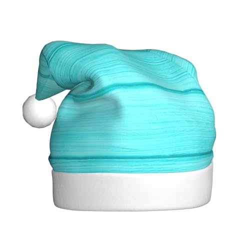 Kuilepa Türkisfarbene Weihnachtsmütze mit Holzdruck, Weihnachtsmannmütze, Weihnachtsmütze für Erwachsene, verdickte Weihnachtsmannmützen für Weihnachten, Neujahr, Urlaub, Partyzubehör von Kuilepa