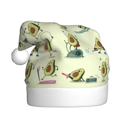 Kuilepa Weihnachtshut mit Avocado-Muster, Übungshut, Nikolaushut, Weihnachtsmütze für Erwachsene, verdickte Weihnachtsmannmützen für Weihnachten, Neujahr, Zubehör von Kuilepa