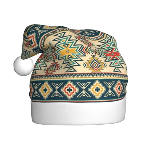 Kuilepa Weihnachtshut mit Azteken-Druck, Weihnachtsmannmütze, Weihnachtsmütze für Erwachsene, verdickte Weihnachtsmannmützen für Weihnachten, Neujahr, Feiertag von Kuilepa