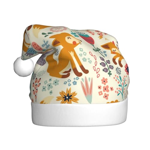 Kuilepa Weihnachtshut mit Blumenmuster, skurriler Fuchs, Weihnachtsmann-Hut für Erwachsene, verdickte Weihnachtsmannmützen für Weihnachten, Neujahr von Kuilepa
