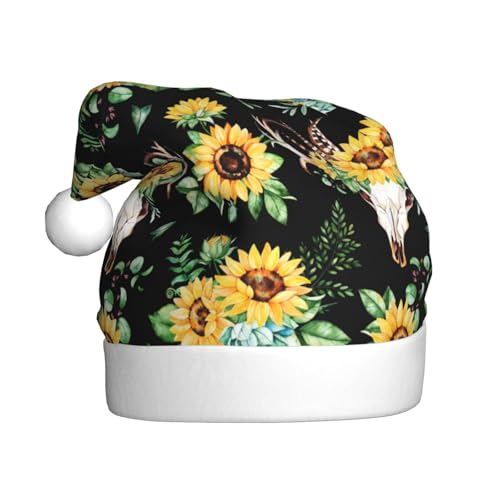 Kuilepa Weihnachtshut mit Boho-Sonnenblumenmuster, Weihnachtsmann-Hut für Erwachsene, verdickte Weihnachtsmannmützen für Weihnachten, Neujahr von Kuilepa