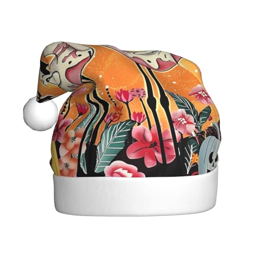 Kuilepa Weihnachtshut mit Halloween-Flamingo-Muster, Weihnachtsmann-Hut für Erwachsene, verdickte Weihnachtsmannmützen für Weihnachten, Neujahr, Zubehör Kuilepa Weihnachtshut mit Halloween-Flamingo-Muster, Weihnachtsmann-Hut für Erwachsene, verdickte Weihnachtsmannmützen für Weihnachten, Neujahr, Zubehör von Kuilepa