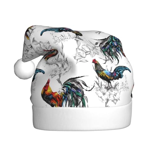 Kuilepa Weihnachtshut mit Huhn, Weihnachtsmannhut, Weihnachtsmütze für Erwachsene, verdickte Weihnachtsmannmützen für Weihnachten, Neujahr, Partyzubehör von Kuilepa