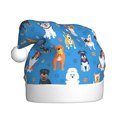 Kuilepa Weihnachtshut mit Hundemuster, Weihnachtsmann-Hut, Weihnachtsmütze für Erwachsene, verdickte Weihnachtsmannmützen für Weihnachten, Neujahr, Partyzubehör Kuilepa Weihnachtshut mit Hundemuster, Weihnachtsmann-Hut, Weihnachtsmütze für Erwachsene, verdickte Weihnachtsmannmützen für Weihnachten, Neujahr, Partyzubehör von Kuilepa