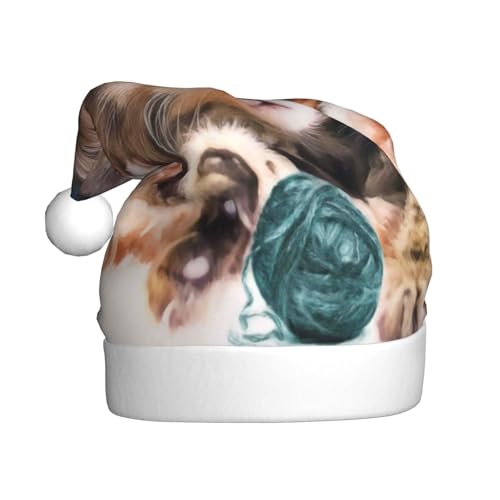 Kuilepa Weihnachtshut mit Katzendruck, Weihnachtsmann-Hut für Erwachsene, verdickte Weihnachtsmannmützen für Weihnachten, Neujahr, Partyzubehör Kuilepa Weihnachtshut mit Katzendruck, Weihnachtsmann-Hut für Erwachsene, verdickte Weihnachtsmannmützen für Weihnachten, Neujahr, Partyzubehör von Kuilepa