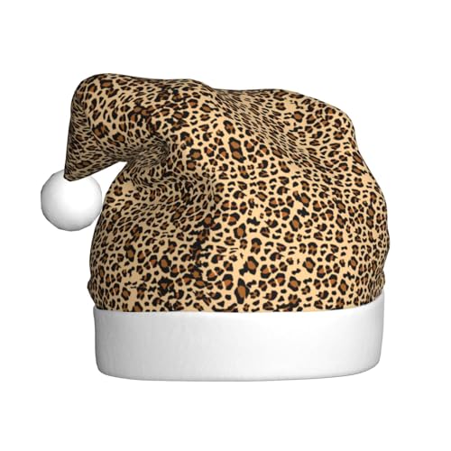 Kuilepa Weihnachtshut mit Leopardenmuster, Kaffeefarben, Weihnachtsmann-Hut, Weihnachtsmütze für Erwachsene, verdickte Weihnachtsmützen für Weihnachten, Neujahr von Kuilepa