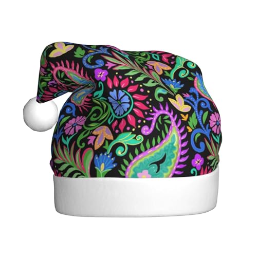 Kuilepa Weihnachtshut mit Paisleymuster, Aquarell-Hut, Weihnachtsmann-Hut für Erwachsene, dicke Weihnachtsmannmützen für Weihnachten, Neujahr von Kuilepa