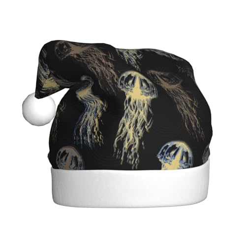 Kuilepa Weihnachtshut mit Quallendruck, Weihnachtsmannhut, Weihnachtsmütze für Erwachsene, verdickte Weihnachtsmannmützen für Weihnachten, Neujahr, Partyzubehör von Kuilepa