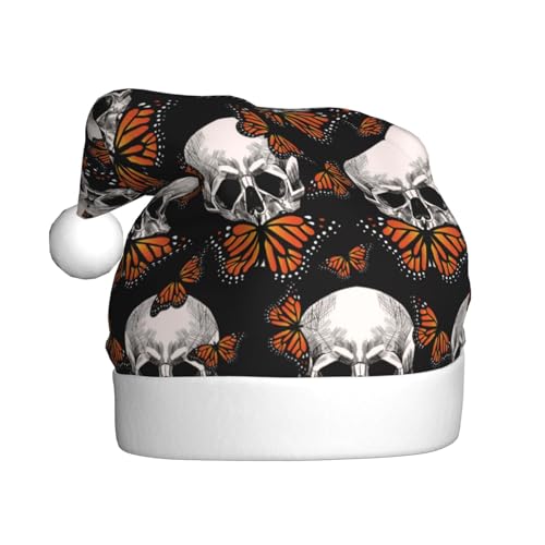 Kuilepa Weihnachtshut mit Schmetterlingsschädel-Druck, Weihnachtsmannmütze, Weihnachtsmütze für Erwachsene, verdickte Weihnachtsmannmützen für Weihnachten, Neujahr Kuilepa Weihnachtshut mit Schmetterlingsschädel-Druck, Weihnachtsmannmütze, Weihnachtsmütze für Erwachsene, verdickte Weihnachtsmannmützen für Weihnachten, Neujahr von Kuilepa