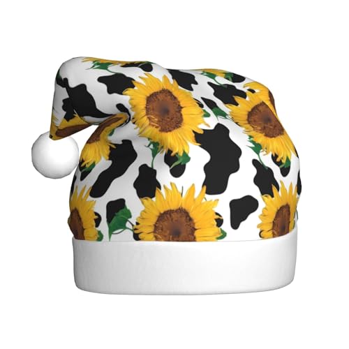 Kuilepa Weihnachtshut mit Sonnenblumenmuster, Weihnachtsmann-Hut für Erwachsene, verdickte Weihnachtsmannmützen für Weihnachten, Neujahr, Feiertag von Kuilepa
