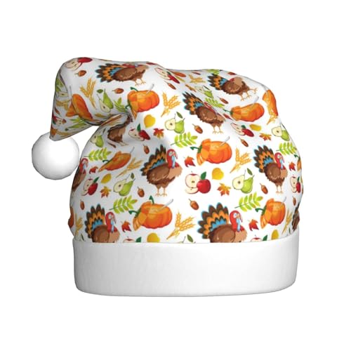 Kuilepa Weihnachtshut mit Truthahn-Druck, Thanksgiving, Nikolaushut, Weihnachtsmütze für Erwachsene, verdickte Weihnachtsmannmützen für Weihnachten, Neujahr von Kuilepa