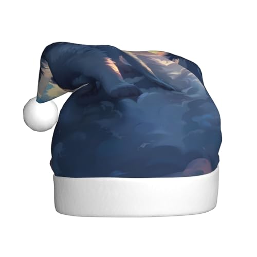 Kuilepa Weihnachtshut mit Wolfsmotiv, Weihnachtsmannmütze, Weihnachtsmütze für Erwachsene, verdickte Weihnachtsmannmützen für Weihnachten, Neujahr, Partyzubehör von Kuilepa