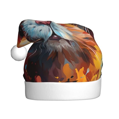 Kuilepa Weihnachtshut mit buntem Hamsterdruck, Weihnachtsmannhut, Weihnachtsmütze für Erwachsene, dicke Weihnachtsmannmützen für Weihnachten, Neujahr, Partyzubehör von Kuilepa