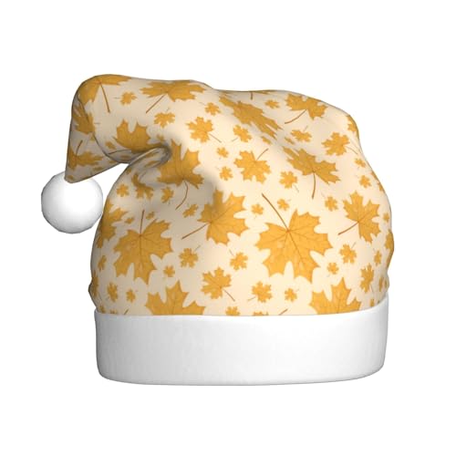 Kuilepa Weihnachtshut mit gelben Blättern im Herbst, Weihnachtsmannmütze, Weihnachtsmütze für Erwachsene, verdickte Weihnachtsmannmützen für Weihnachten, Neujahr, Zubehör von Kuilepa